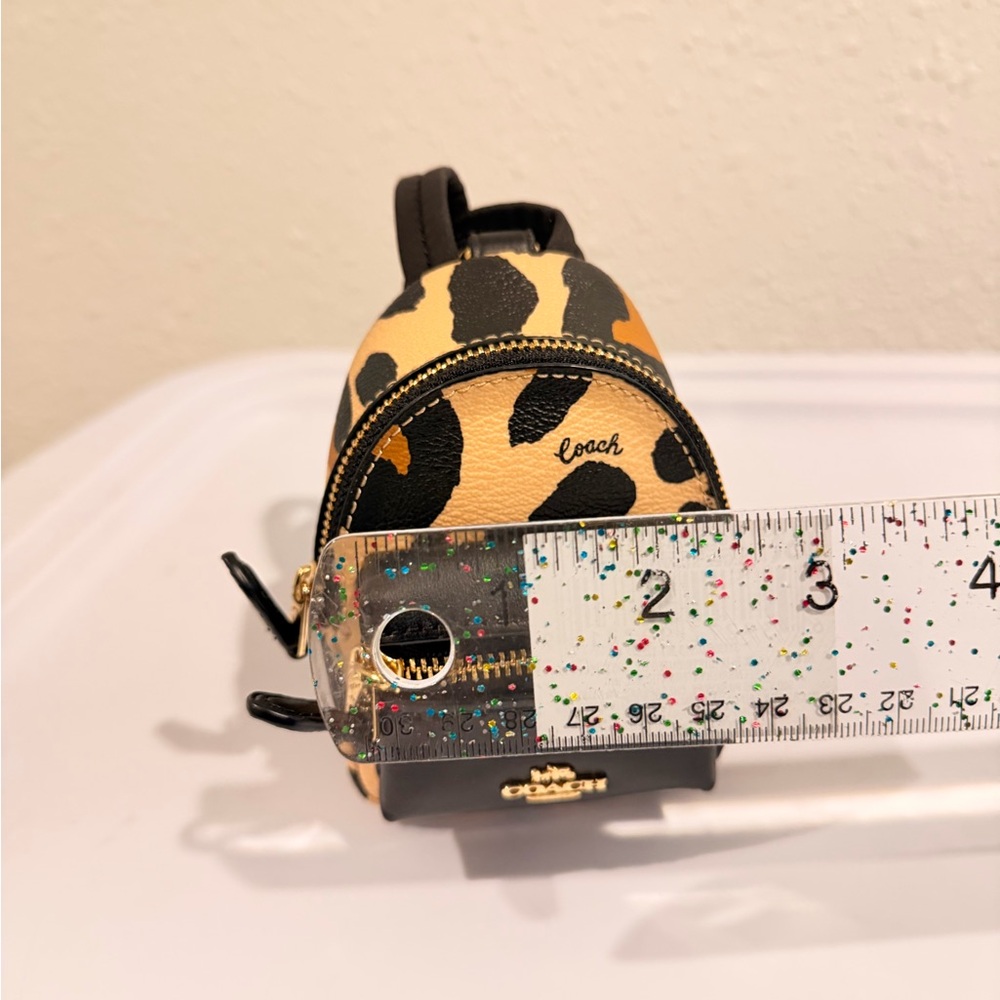 Coach Leopard Print Mini Backpack Charm With Blac… - image 2